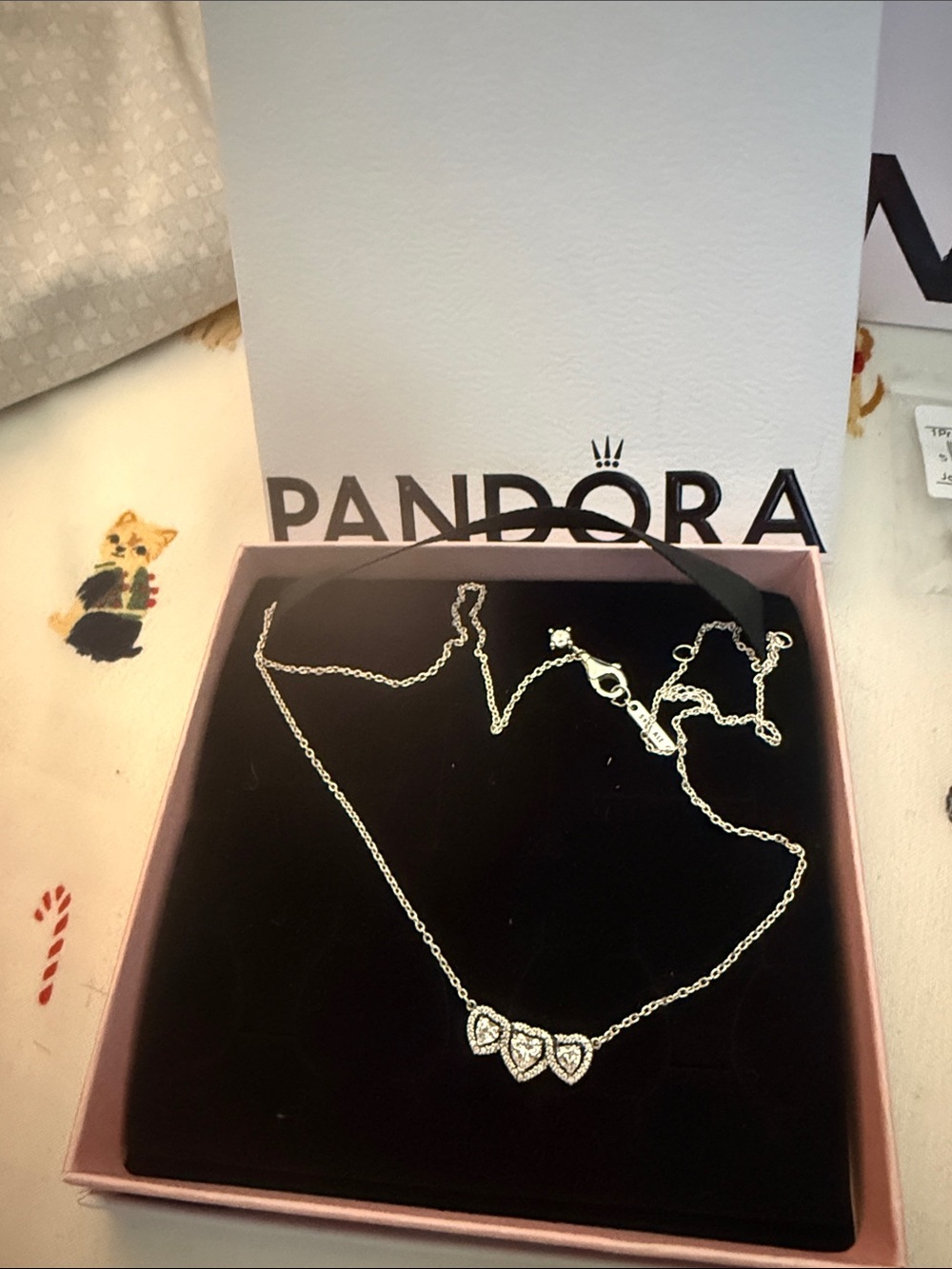 Pandora Silver Triple Heart Pendant Necklace - Silver